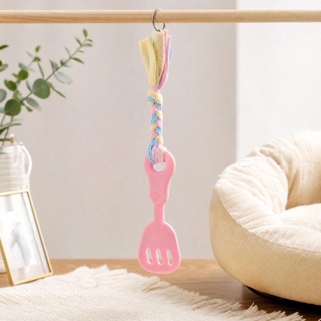 Dog Rubber Toy with Spatula and Cloth Strip Shape for Daily Chewing and Play