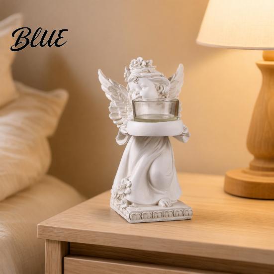 Angel Candle Holder Little Holder Resin Decorative Guardian Tea Light Statue With Retro