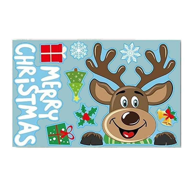 Christmas Window Glass Decal Santa Claus Snowflake Wall Stickers For Kids Rooms New Year Decorations Christmas Ornaments