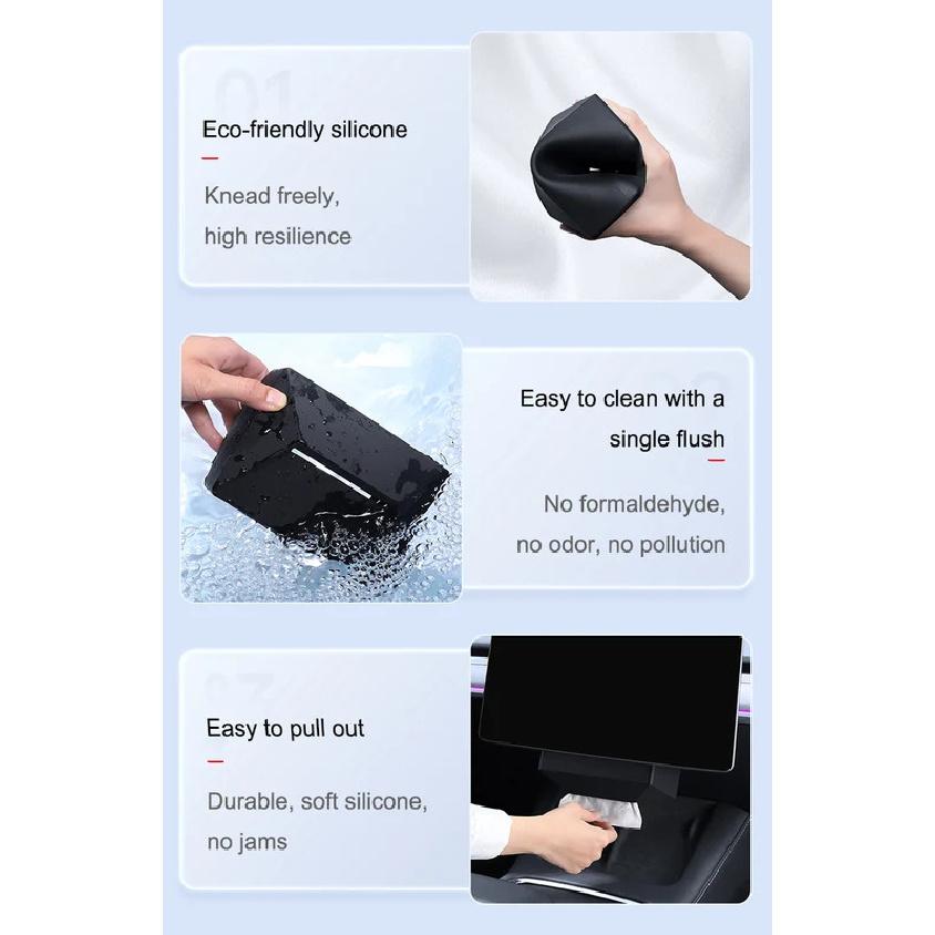 For Tesla Model 3/Y/X/S/3 Highland Car Tissue Holder Box Armrest Seat Back Napkin Center Console Storage Bag Silica Paper Holder