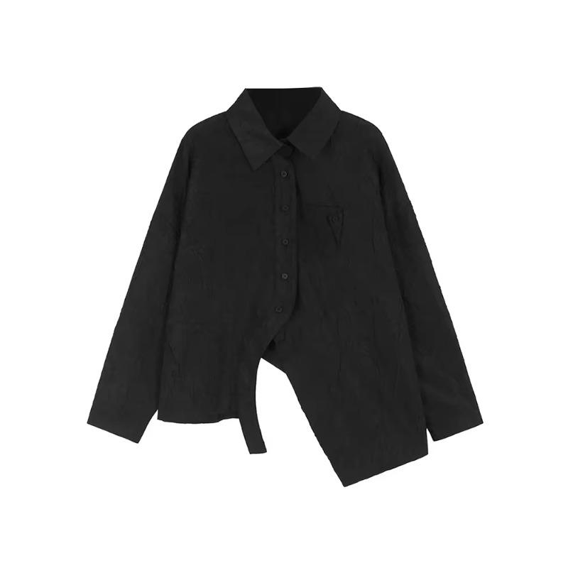 

XITAO Асимметричный принт Пэчворк Женская рубашка GMM1267 One Size чёрный