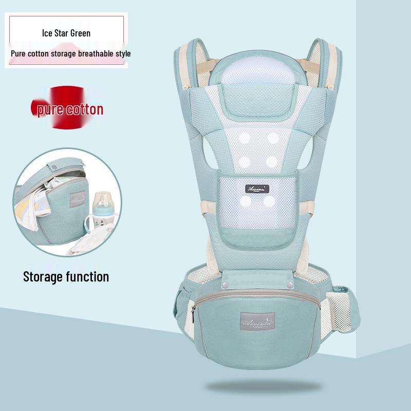 Foldable Baby Carrier Waist Stool: Dual-Use, Breathable & Portable, Front and Back Double Shoulder Baby Holder.
