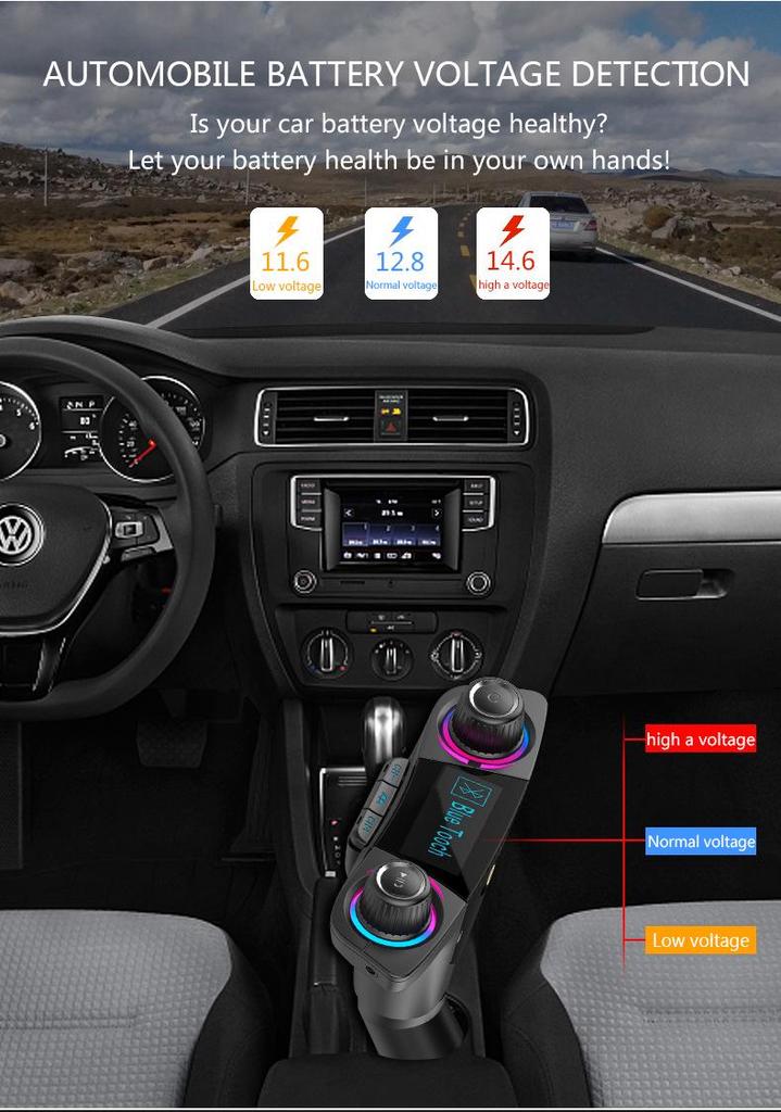 BT06 Car MP3 Bluetooth FM Transmitter with Hands-free Calling & 2.1A Fast Charging.