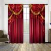 2PCS Red Tassel Curtains, Bohemian Fringe Print, Ethnic Style Window Drapes for Living Room Bedroom Home Decor