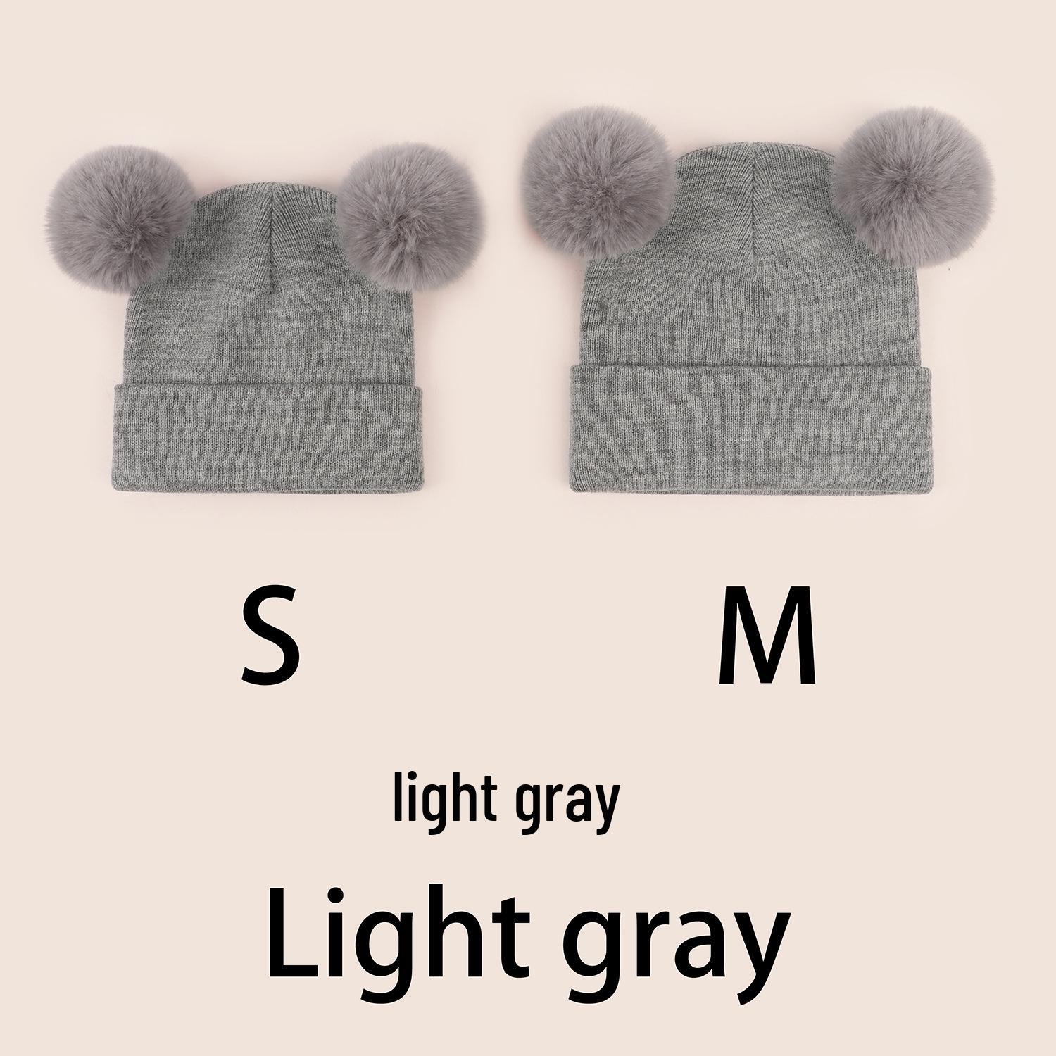 

Children s Double Pom Pom Knit Wool Hat - Warm Ear Protection for Boys and Girls Small сірий колір