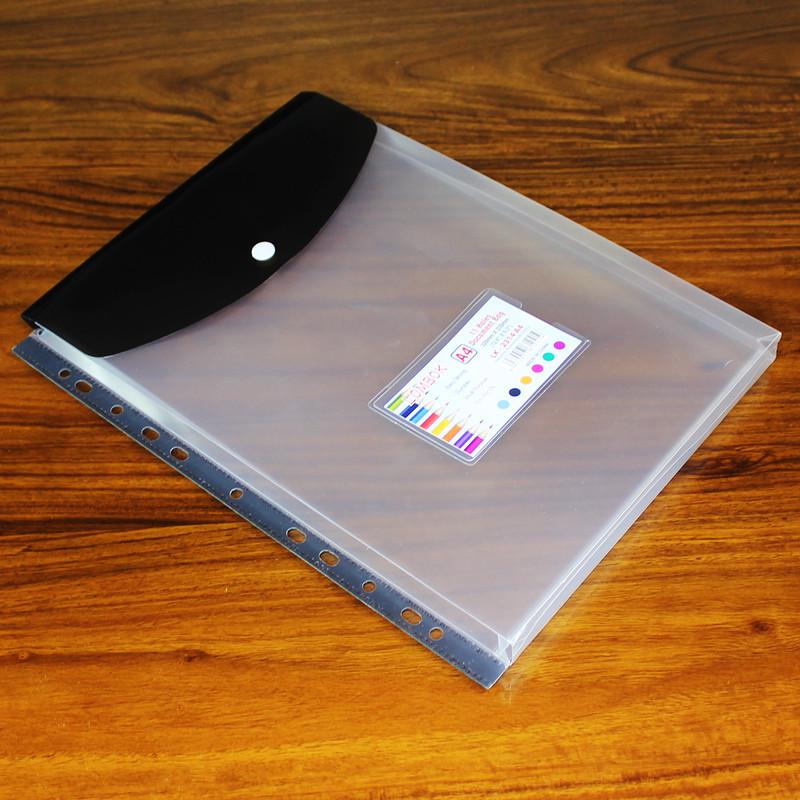 PP Creative A4 Transparent 11-Hole Loose-Leaf File Bag with Button and Label