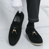 Fashion Fashionable New Men's Suede Comfortable Soft Sole Banquet Loafers Spring Brand Breathable Pointed Tassel Casual Bean Shoes