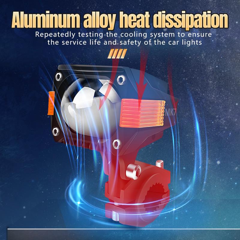 LED Motorcycle Auxiliary Spotlights Hi/Low Beams With Red Devil Eyes Driving Fog Lights for Truck Golf Cart SUV ATV 4X4 12V 24V