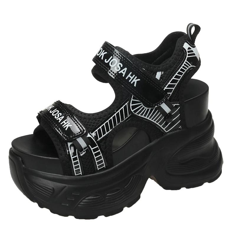 

Fashion New High Platform Sandals Woman Summer Mesh Chunky Sneakers Female Wedges Slippers For Women Peep Toe Sandalia Feminina 10.5CM CHN 34