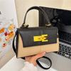 Keystone bag portable fashion exquisite color contrast splicing small square bag simple shoulder messenger bag women's bag