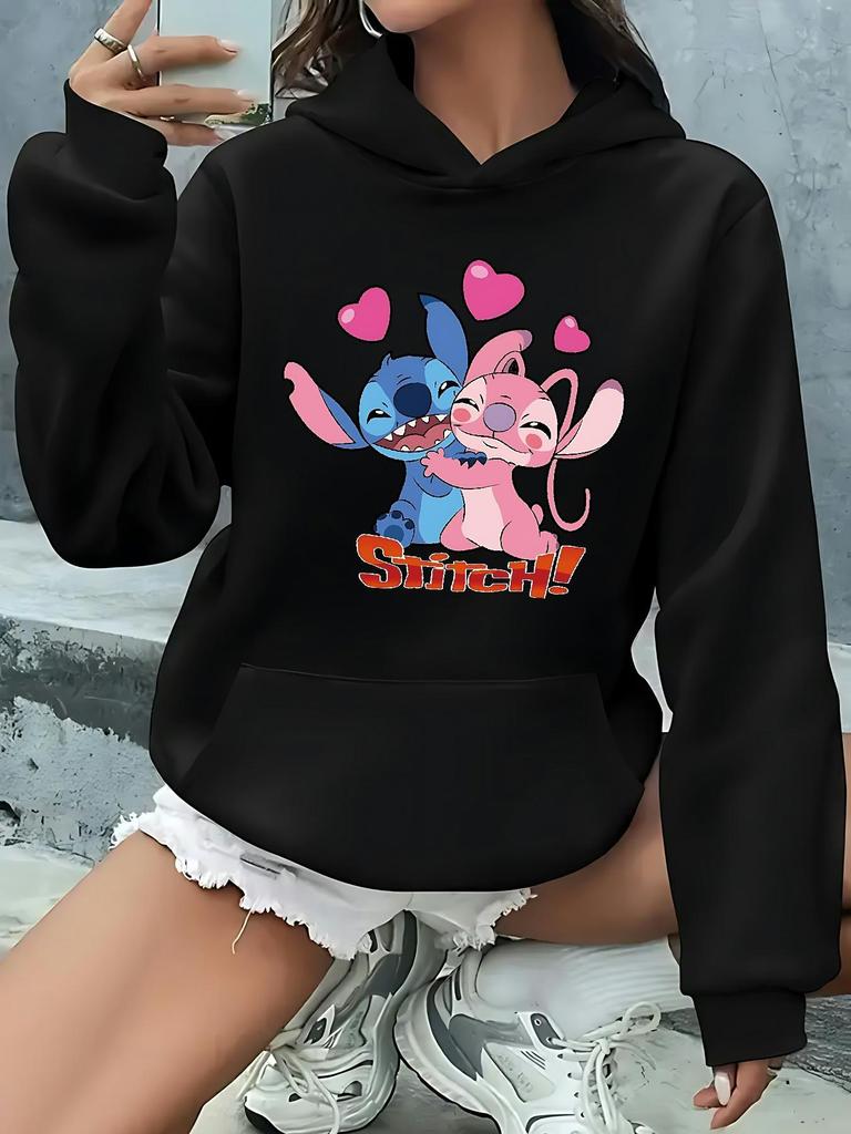 New 2025 Disney Stitch Pattern Women Hoodie Autumn Winter Casual Unisex Pullover Sweatshirt Clothing Hoody Streetwear Oversized