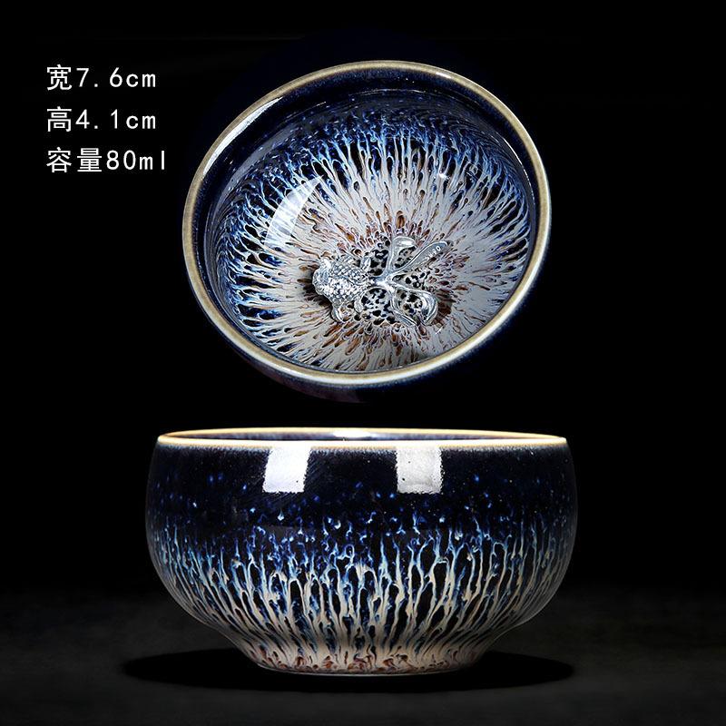 Colorful Tenmokus Tea Cup Fancy Jianzhan Ceramic Teacup Petal Shaped Chinese Style Small Tea Bowl teaware cup