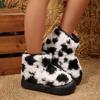 Fashion Warm Short Plush Cute Thick Bottom Snow Boots Women 2025 Winter Mix Color Leopard Platform Ankle Boots Brand Fluffy Fur Shoes