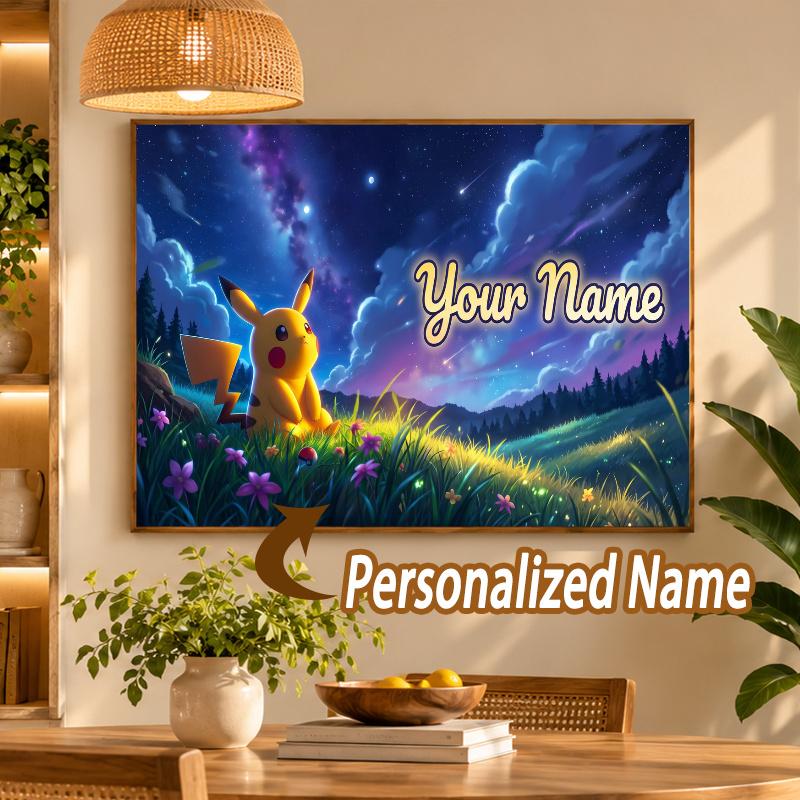 Pikachu Custom Name Diamond Painting Personalized 5D Full Drill DIY Diamond Art Home Decor