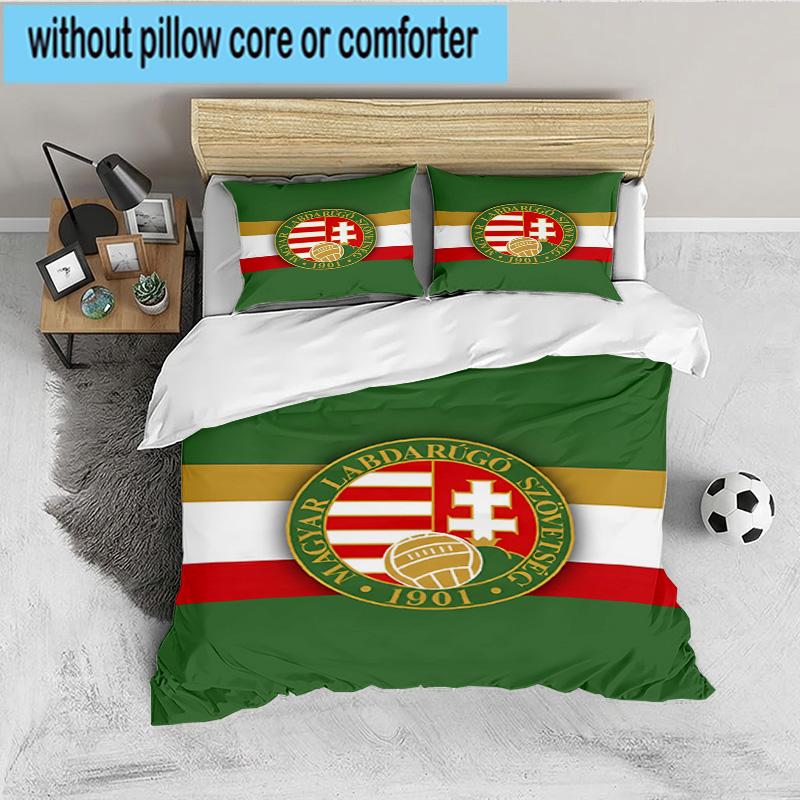 Hungarian Football Emblem 3PCS Bedding set,Ideal for 1pc Duvet Cover And 2pcs Pillowcases Perfect for Fan gift,Ideal for Bedroom, Dormitory