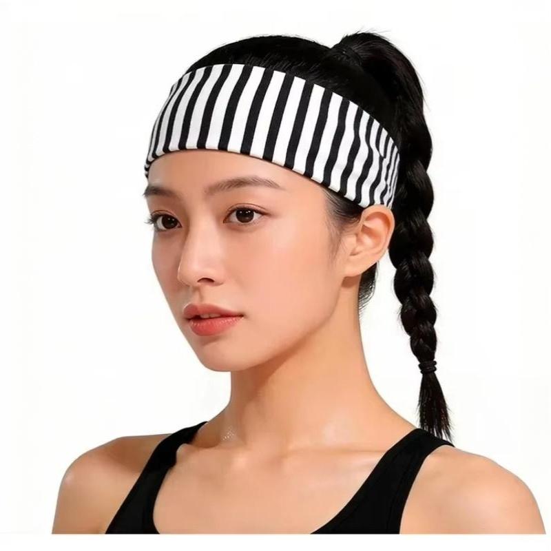 Stretchy Wide Striped Headbands Soft Non-Irritating Breathable Fabric 6 Color Choices for Yoga Travel Daily Wear
