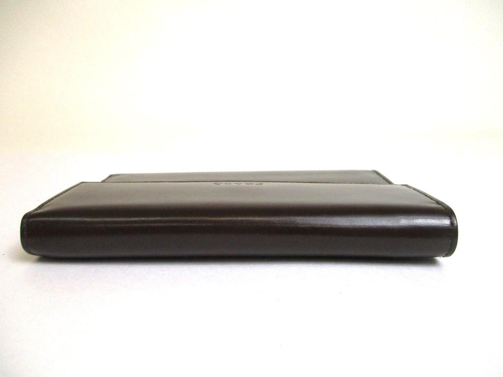 Authentic PRADA Dark Brown Leather Trifold Wallet Compact Wallet #a582 Open Box