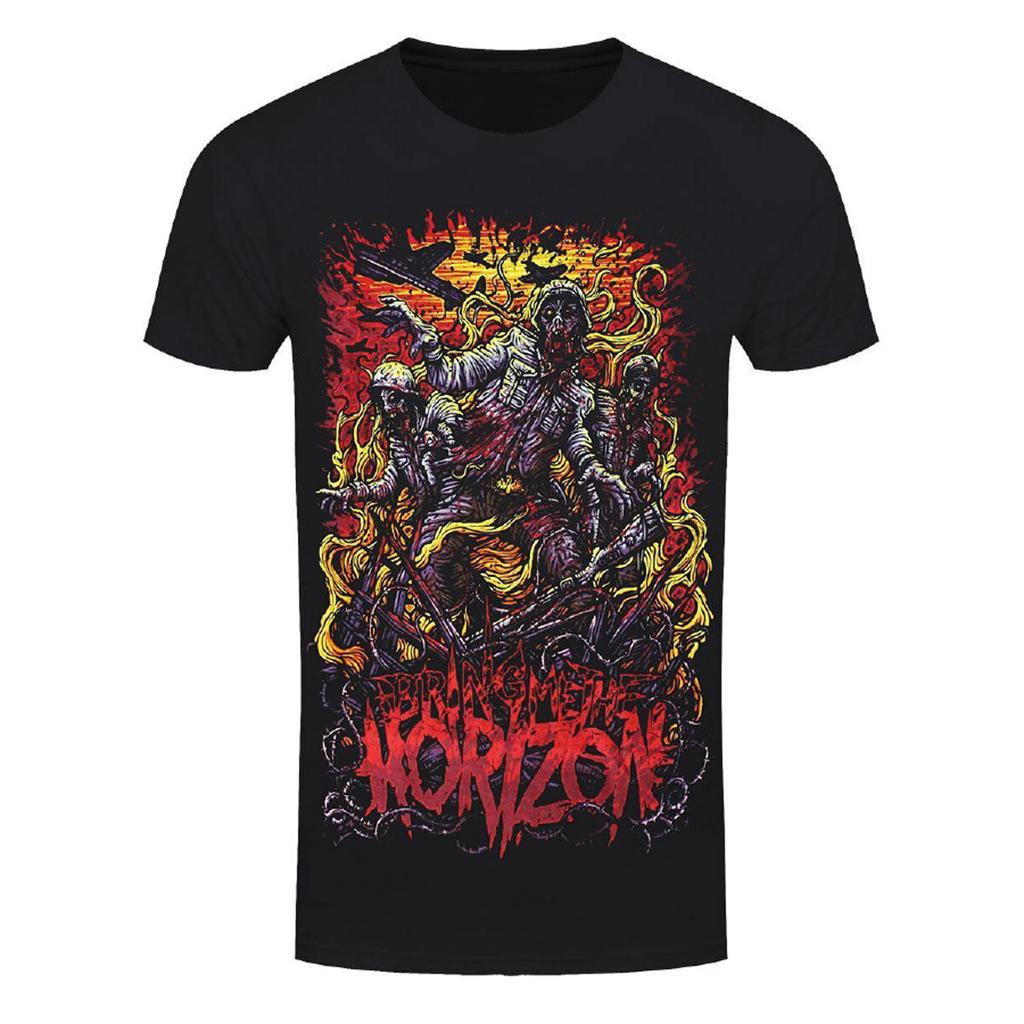 Bring Me The Horizon Smoking Dinosaur Band 3D Retro Mens and Womens Tshirts Street Short Sleeved Round Neck Mens Clothing