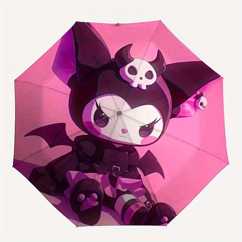 

Kuromi Sanrio Automatic Folding Umbrella with Sturdy Iron Frame, Portable Compact Travel Umbrella All-Season Use Parties 0807077