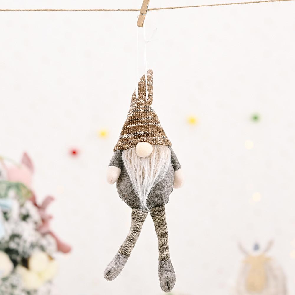 Plush Striped Festive Forest Old Man Hanging Leg Decoration For Holiday Cheer