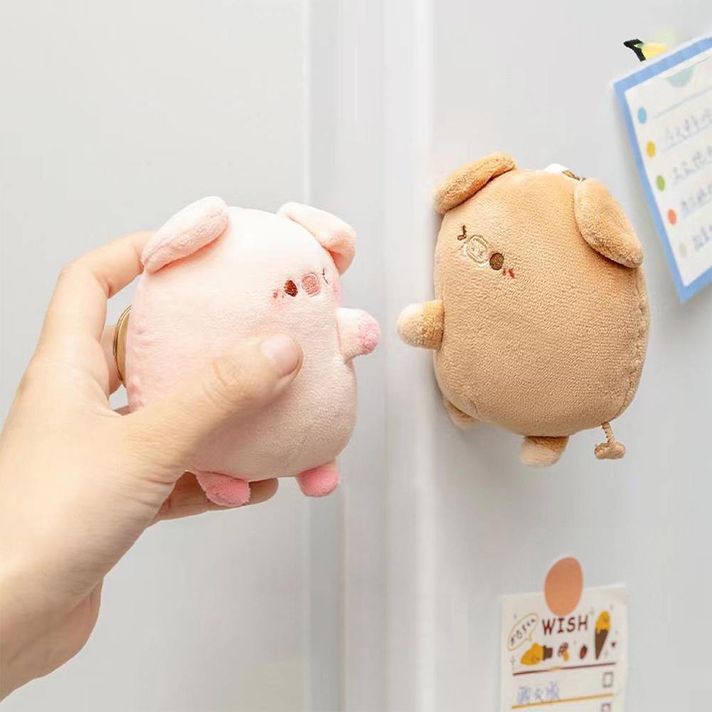 Pair of Magneticed Couple Pig Plush Keychain Cute Creative Plush Kawaii Magneted Backpack Pendant Toy Girl Holiday Gift