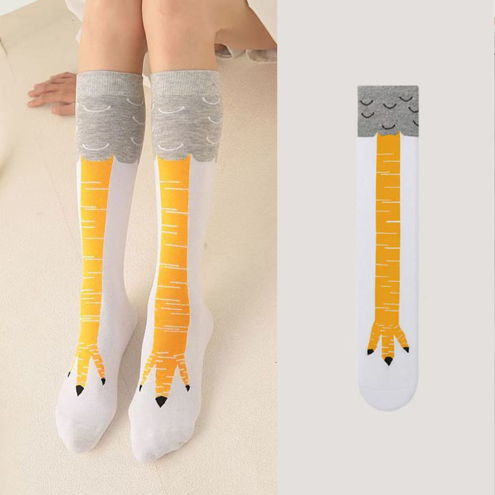 Chicken Paws Feet Long Socks Women Over The Knee Stockings Funny Cartoon Chicken Leg Claw Ladies 3D Print Thigh High Socks Gifts