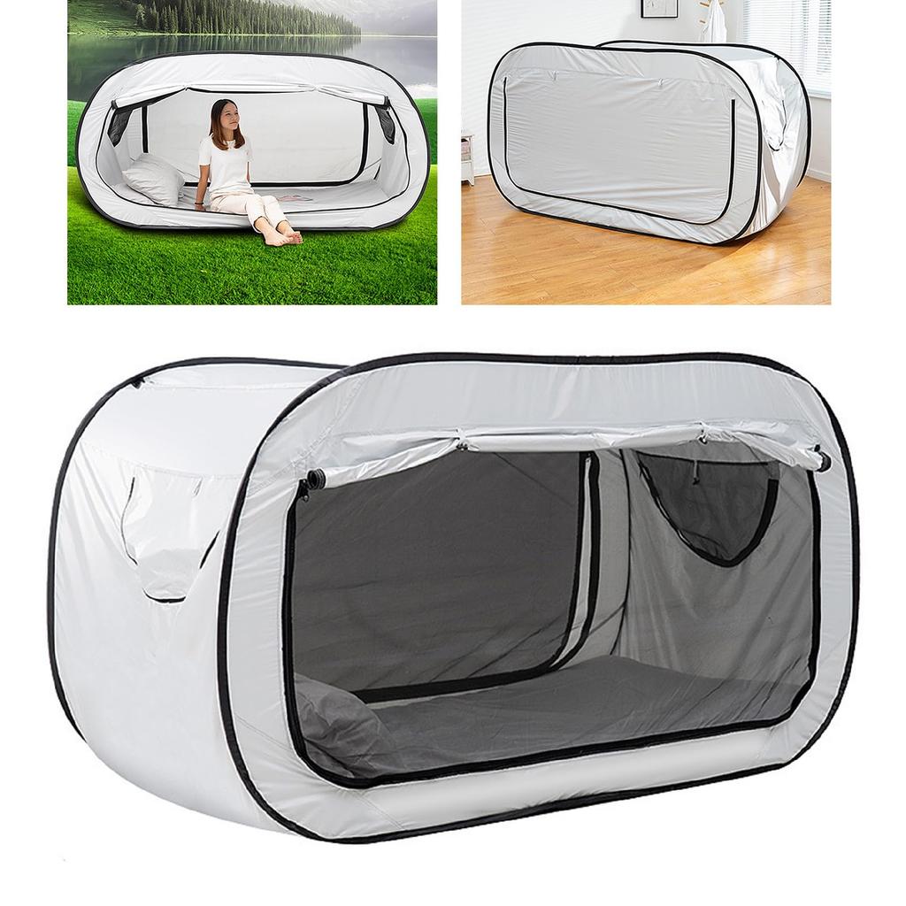 Innenbettzelt, Pop-Up Bettzelt, Polyester, Lichtblockierend, Praktisch, Faltbar (Weiß)