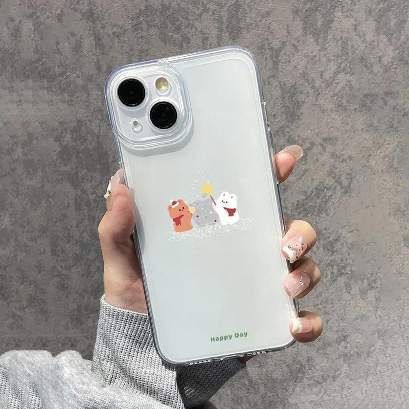 

Funny Christmas Bear Bunny Phone Case for iPhone 15 16 13 12 11 14 Pro Max 7 8 15 Plus SE3 X XR XS 13Mini Cartoon Covers Shells iPhone 13 Mini