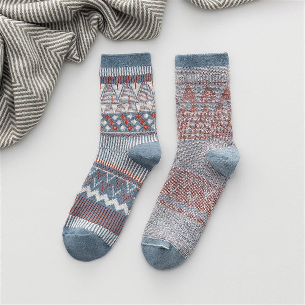 Women Girls Fashion Strip Print Cotton Street Middle Tube Socks Stockings