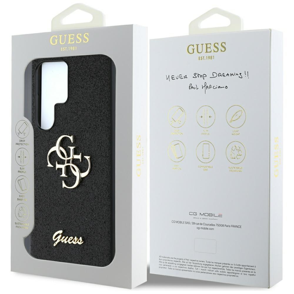 Guess Fixed Glitter Big 4G Metal Case for Samsung Galaxy S25 Ultra Black