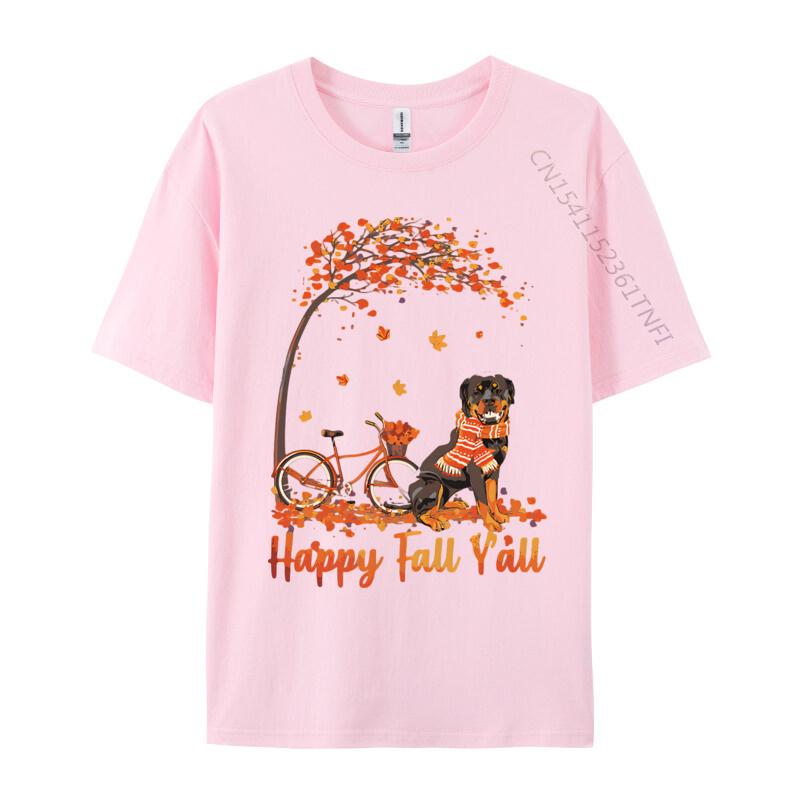Rottweiler Dog Autumn Fall Pumpkin T-shirts Printed Regular T-shirt New Design Tee Tops Plain T Shirts Wholesale