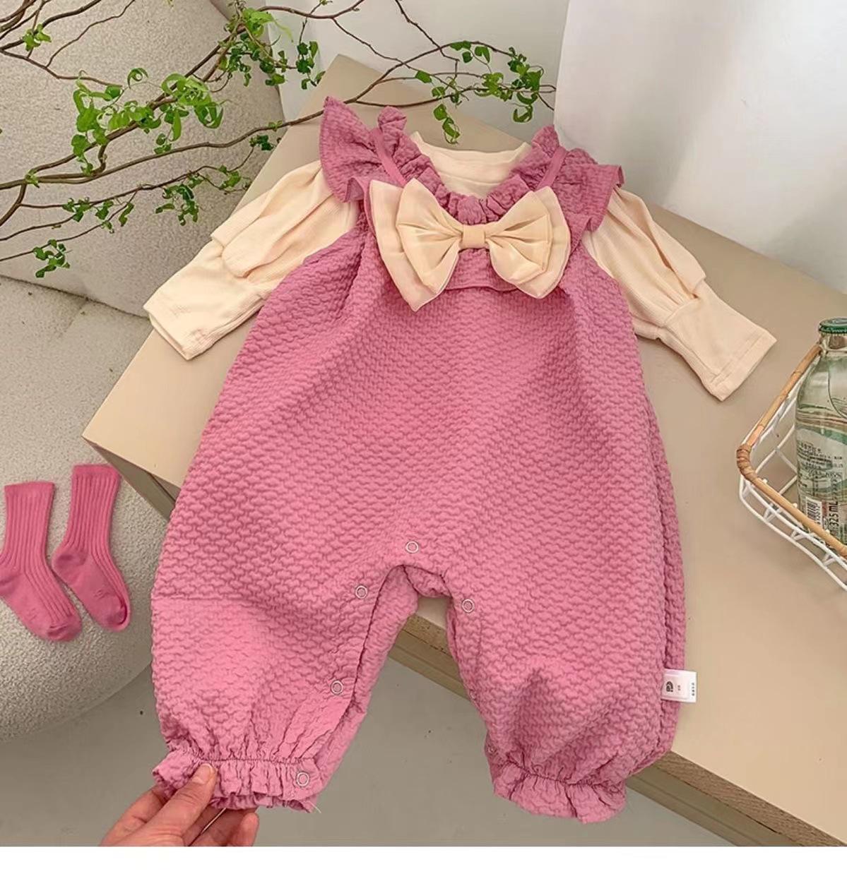 

Комплект ромпера в корейском стиле для маленькой девочки на весну и осень - Модный наряд принцессы для новорожденной до 1 года 66cm