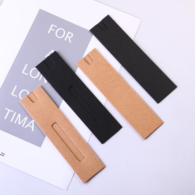 Schwarze Kraftpapier Stift Hülle mit bedruckbarem Logo - Einzelner Stift Schreibwaren Box mit Fenster