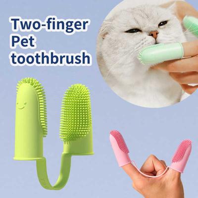 Brosse à dents pour chien, brosse à dents pour doigts de chat, brosse à dents pour petit chien, brosse à dents à double extrémité, nettoyage des dents de chien et soins dentaires