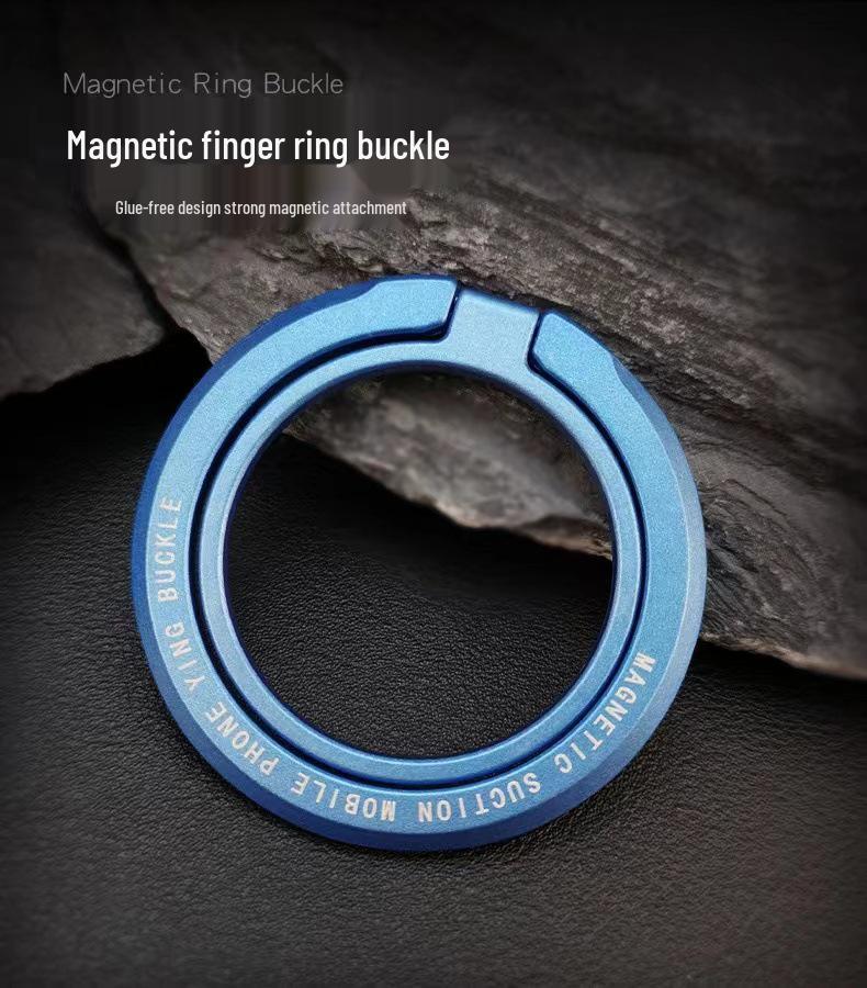 Ultra-Thin MagSafe Magnetic Phone Holder - Metal Folding Desktop Stand with Strong Suction and Finger Ring Buckle