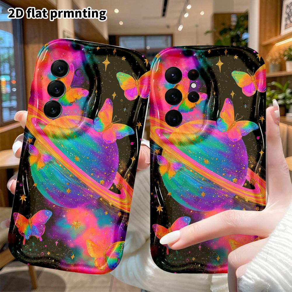 Phone case: 2D flat, suitable for Samsung Galaxy A34 A35 M05 M06 S20 S22 S21 FE Plus 5G protective case, butterfly Saturn, perfect Christmas and Hallo