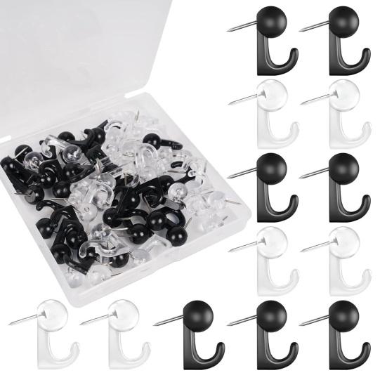 50 Pcs Push Pin Hooks Plastic Heads Cork Board Hooks Decorative Thumb Tacks Hook for Cork Bulletin Board Photos Calendar Home Office School Supplies