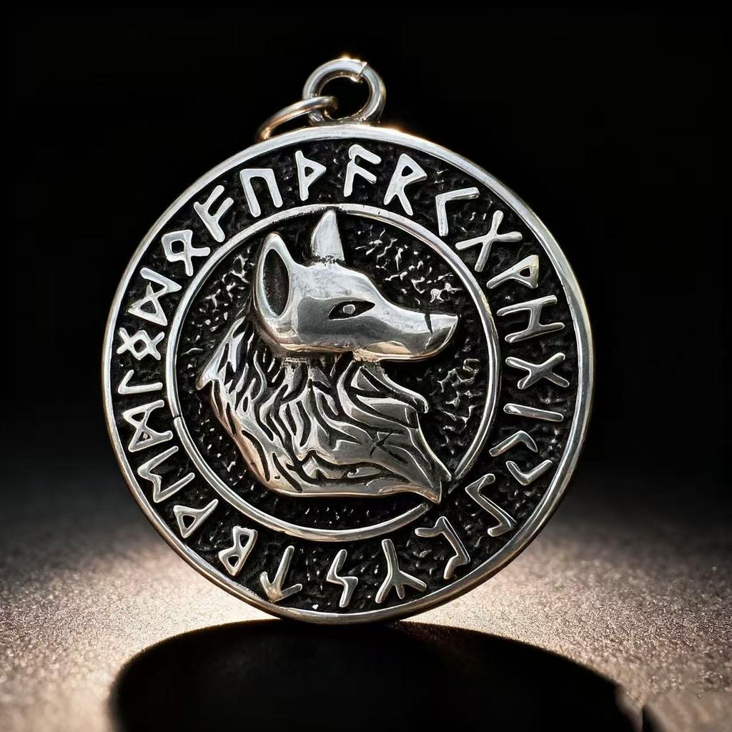 HNSP 316L Stainless Steel Viking Rune Wolf Totem Pendant Necklace For Men  Accessories