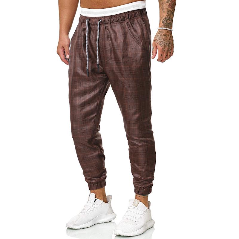 

Повседневные брюки в клетку. Мужские свободные повседневные брюки с переплетом ног. XXL темно-коричневого