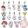 925 Silver Mushroom Cat Owl Puppy Cat Claw Charms Beads Fit Diy Bracelet Bangle Making Gift Of High Quality Jewelry