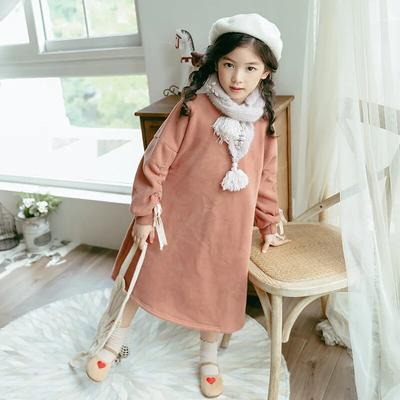 Teen Winter Long Dress for Girls From 6 To 14 Years Old Thick Casual Sweater Warm Fashion Pink Dresses Kids Clothes
