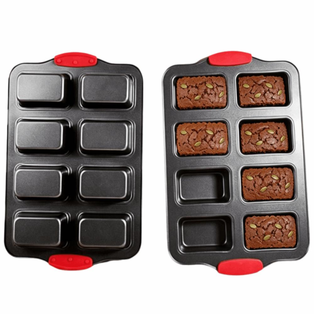2 Pcks 8 Cavity Bread Loaf Baking Pan Nonstick Rectangular Bar Pan  for Oven Dishwasher