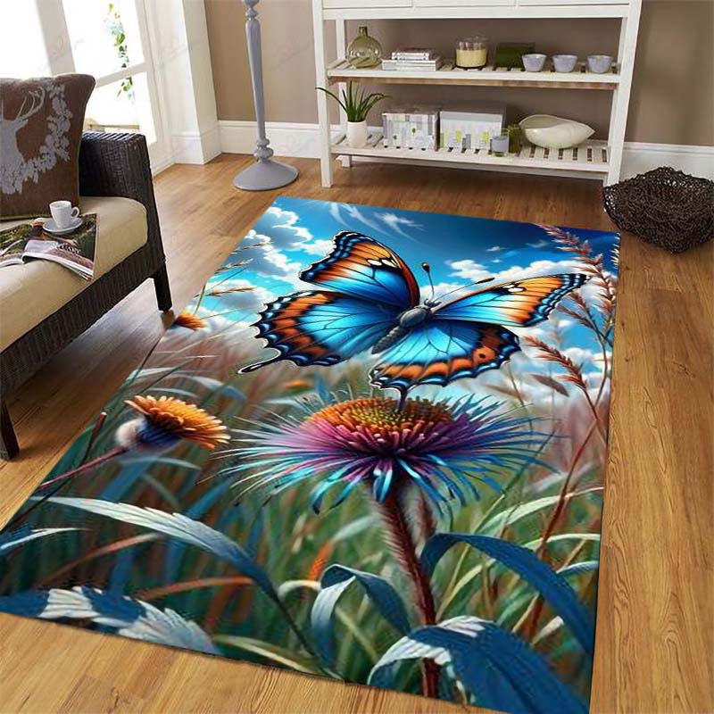 Dreamy Purple Butterfly Pattern Rugs for Living Room Bedroom Area Rugs Child Room Play Rug Cartoon 3D Printing Kids Game Mats001