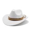 Foldable Portable Wide Brim Tibetan Retro Ethnic Spring Woolen Western Cowboy Big Edge Visor Top Hat Unisex Sun Visor Sun Hat