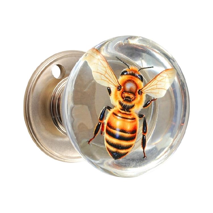 Decorative Orb Door Handle with Clear Resin Art Work Metal Ergonomic Shape Hassle Easy Installation for House