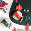 KEPEAK Christmas Santa Claus Ceramic Mugs with Lids and Spoons Animal Print Portable BPA-Free Festive Coffee Cups Set for Gifts