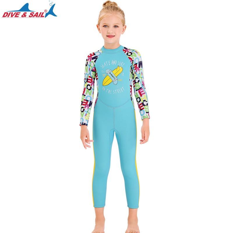Kids 2.5mm Thick Neoprene Wetsuit Long Sleeve Full Body Dive Suit Snorkeling Surfing Swimming Warm Protection
