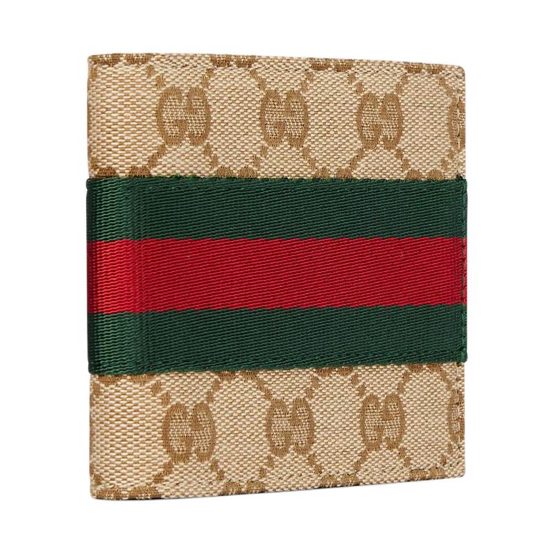 Gucci Bi-fold design with Web function GG canvas wallet Unisex couple model Sand color with brown
