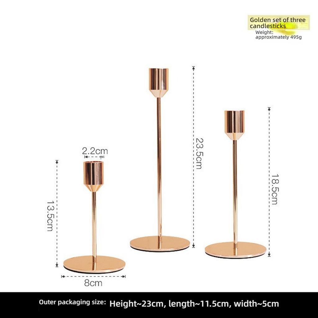 Gold Metal Pillar Candle Holder for Candles for Candles, Table Design Candlesticks Tabletop Decorative Home Dining Centerpiece