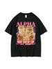 Alpha Männchen Katze Kätzchen Lustiges Meme T-Shirts Wounisex Kleidung Mode Süßes T-Shirt Damen Freizeit Kurzarm T-Shirt Oberteile